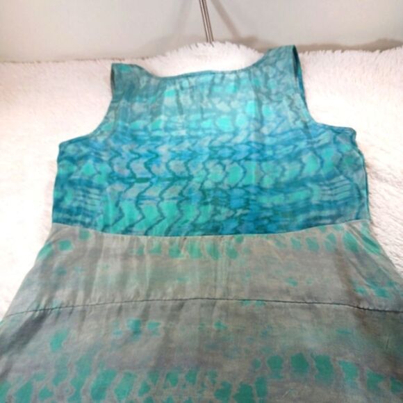 Sundance Watercolor Blue Sleeveless 100% Silk Maxi Dress Vintage Boho Size 12... - Picture 11 of 16